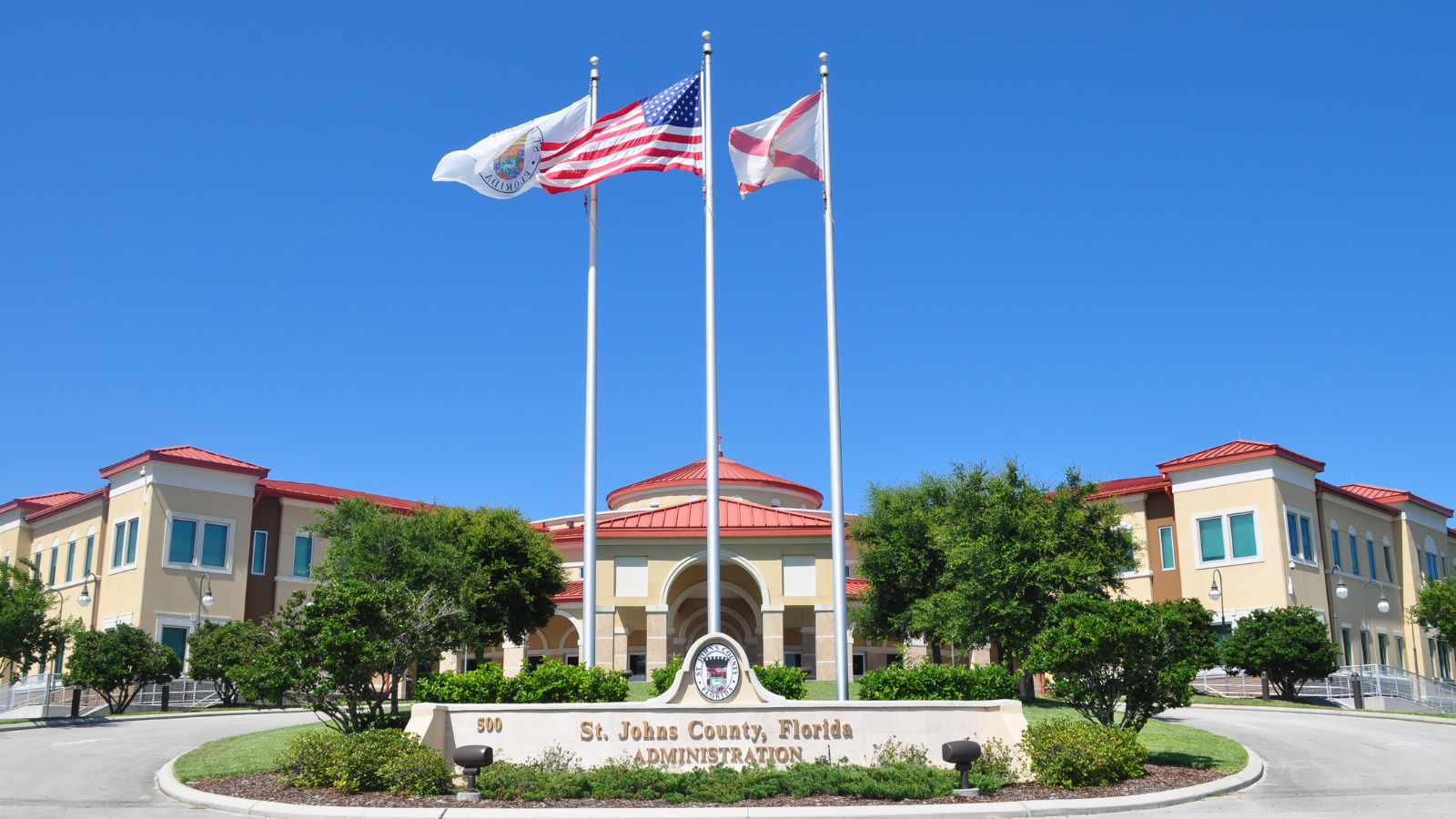 St. Johns County Administration Building with flags