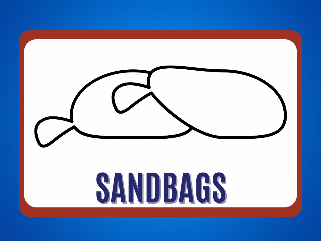 SANDBAGS - Icon outline of two sandbags lying on side