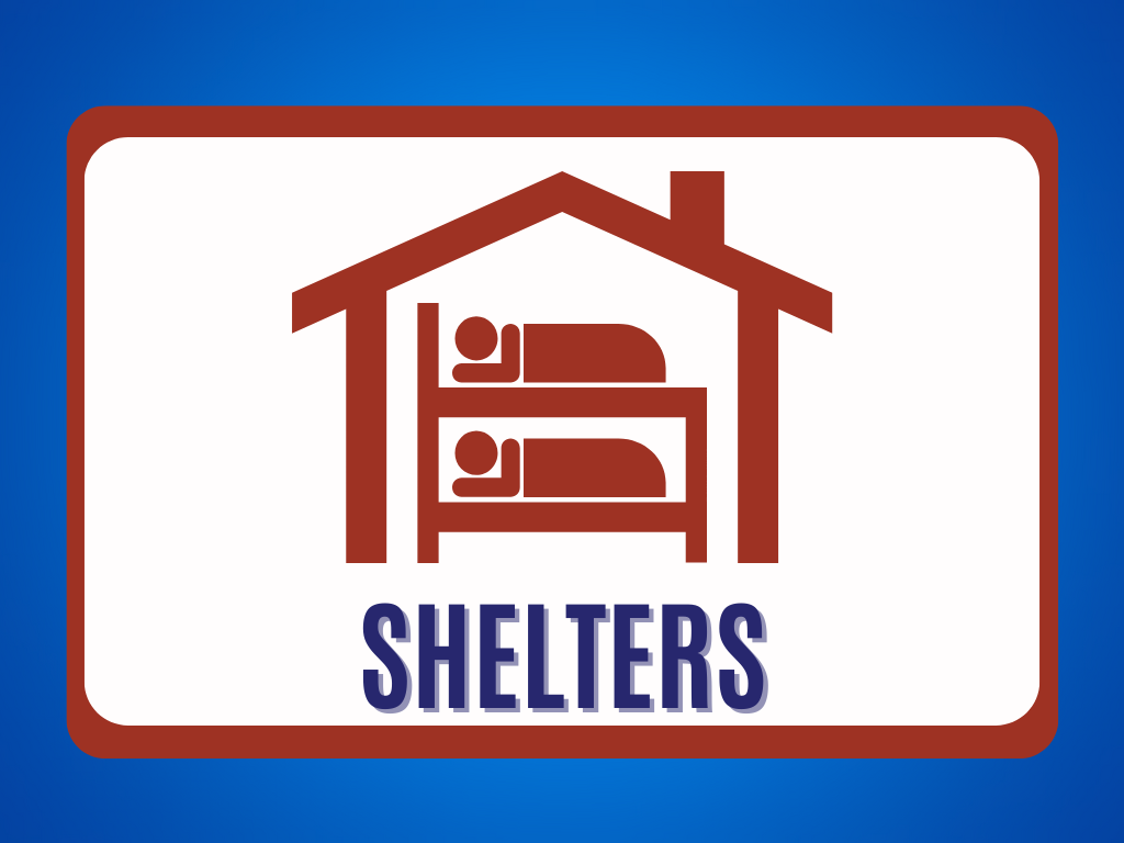 SHELTERS - icon with people lyging in bunk beds inside house