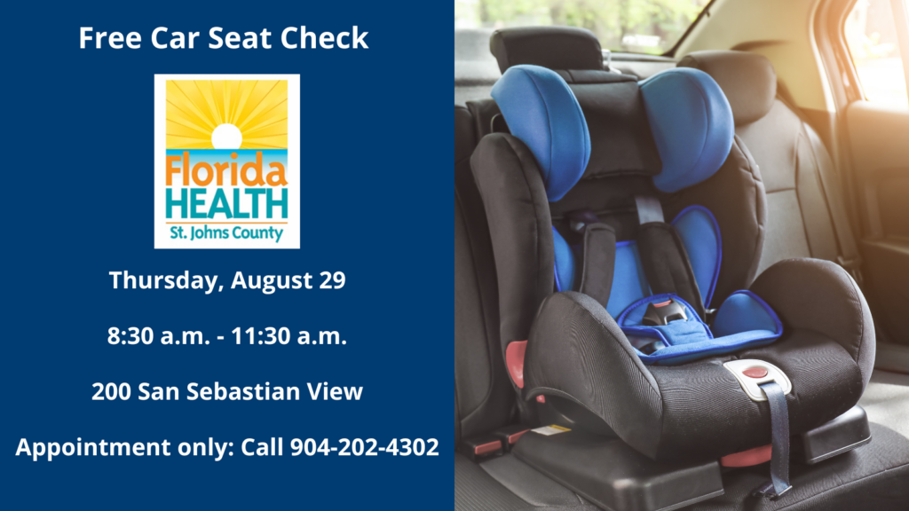 Free car seat check event, Thursday August 29, 2024.