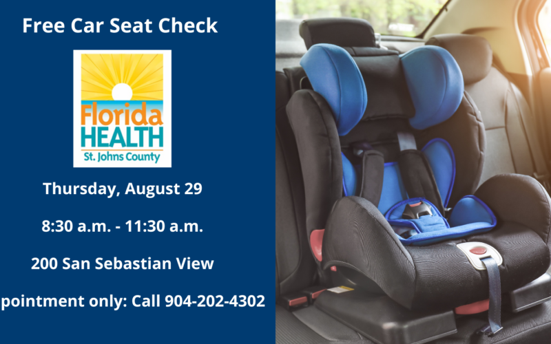 Free car seat check event, Thursday August 29, 2024.