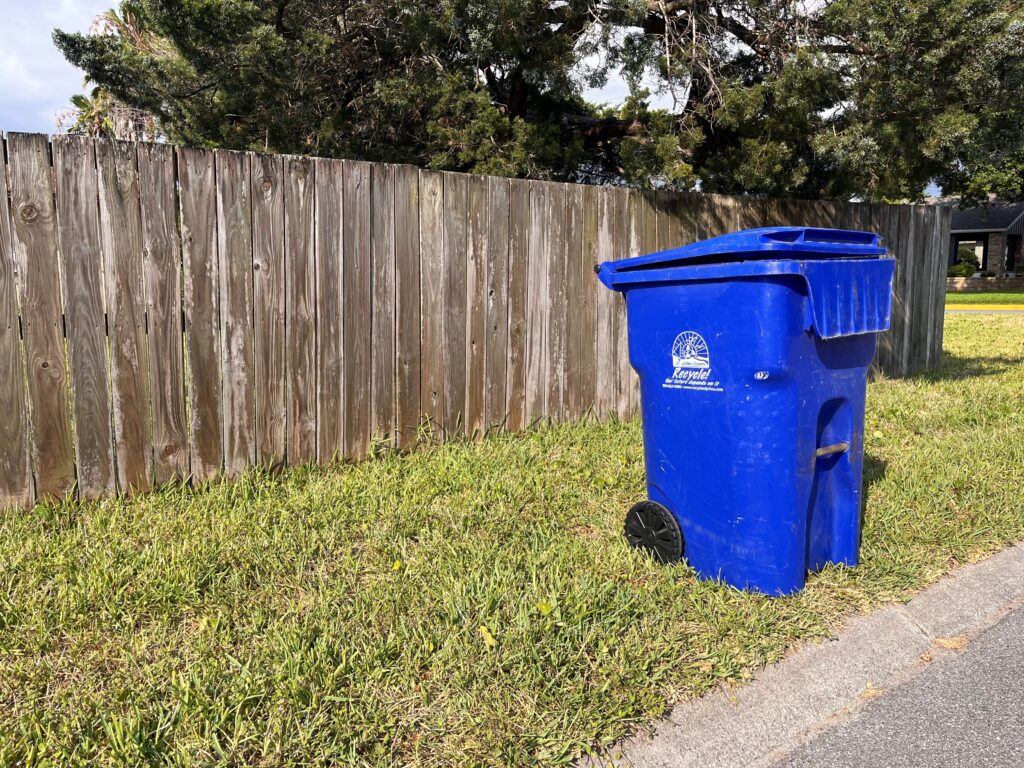 picture of recycling bin at curb