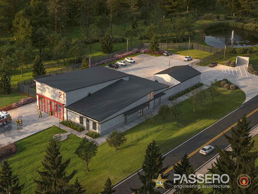 Rendering for the new Fire Station 11 and Sheriff's Office.