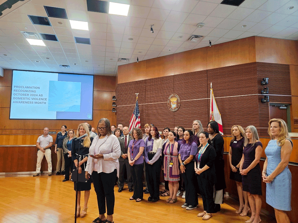 Commissioner Krista Joseph, representatives and supporters of Betty Griffin Center and St. Johns County Sheriffs Office