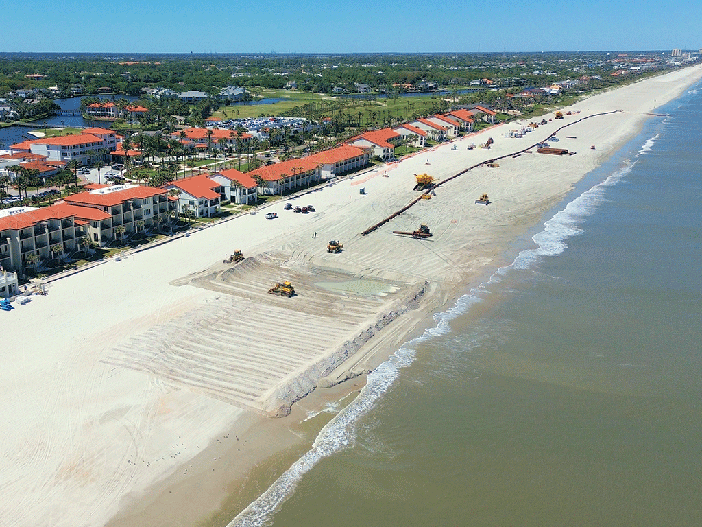 Shoreline view looking north at the Ponte Vedra Beach Restoration Project