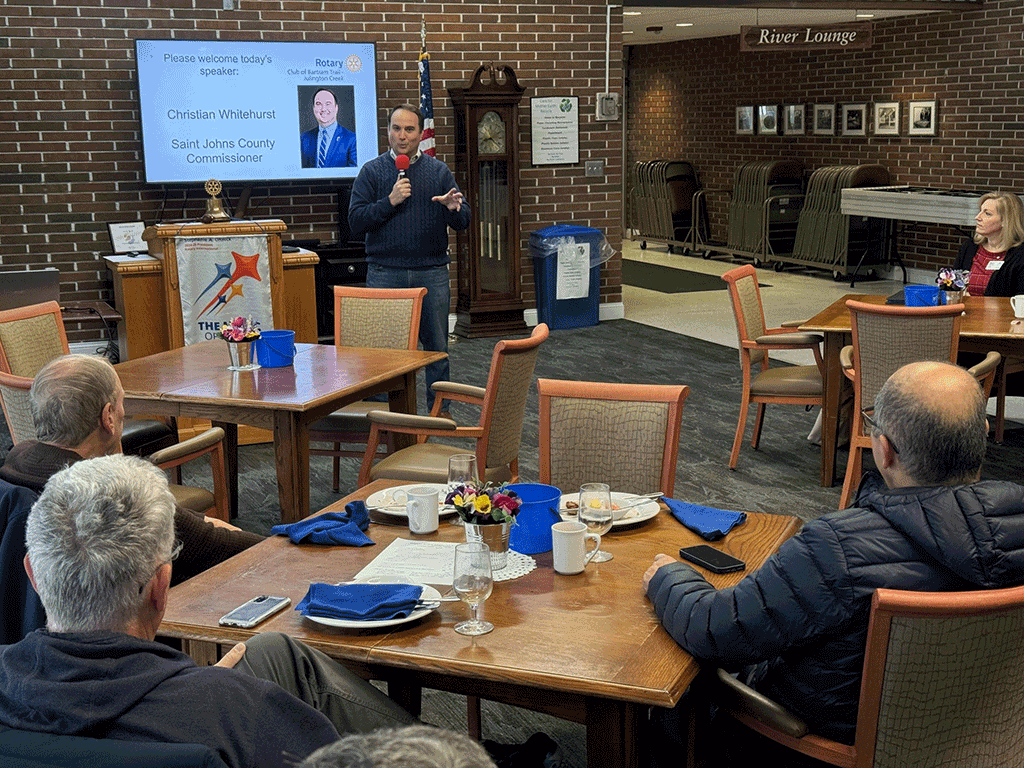 Commissioner Whitehurst giving a speech at the Rotary Club of Bartram Trail - Julington Creek.