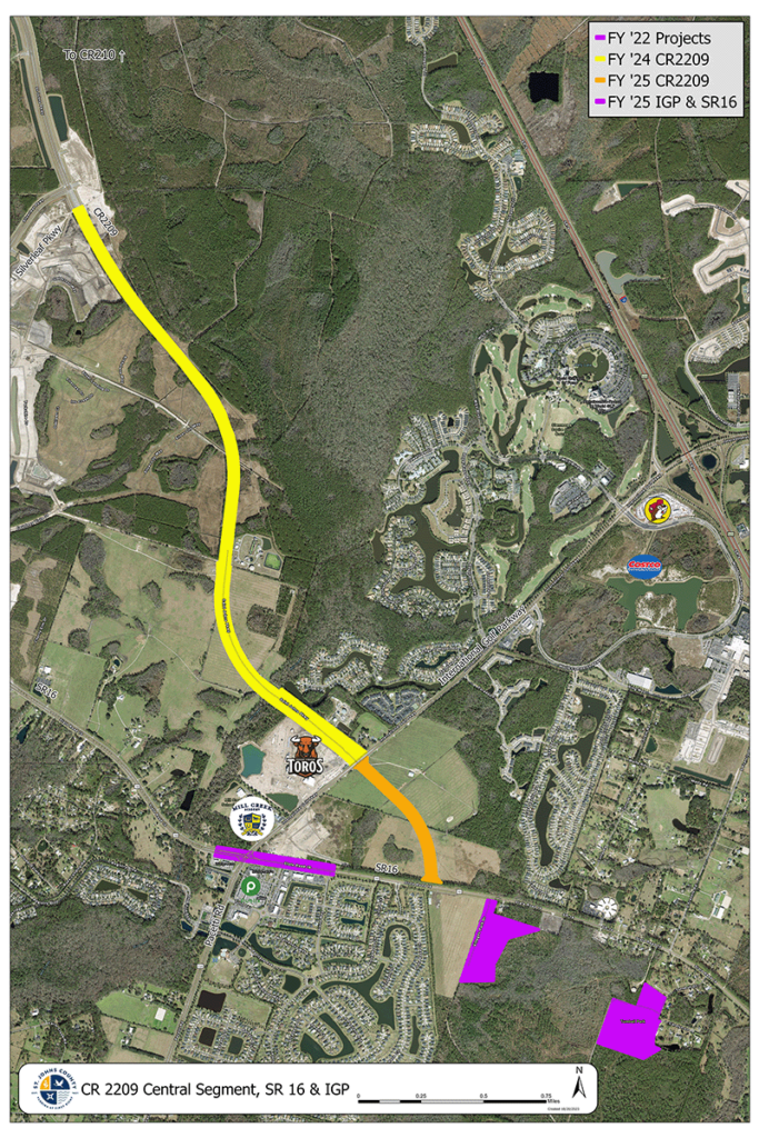 County Road 2209 and State Road 16 new road segment map